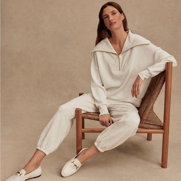 Varley Sweaters - Varley Catherine Half Zip Sweat in Ivory Marl